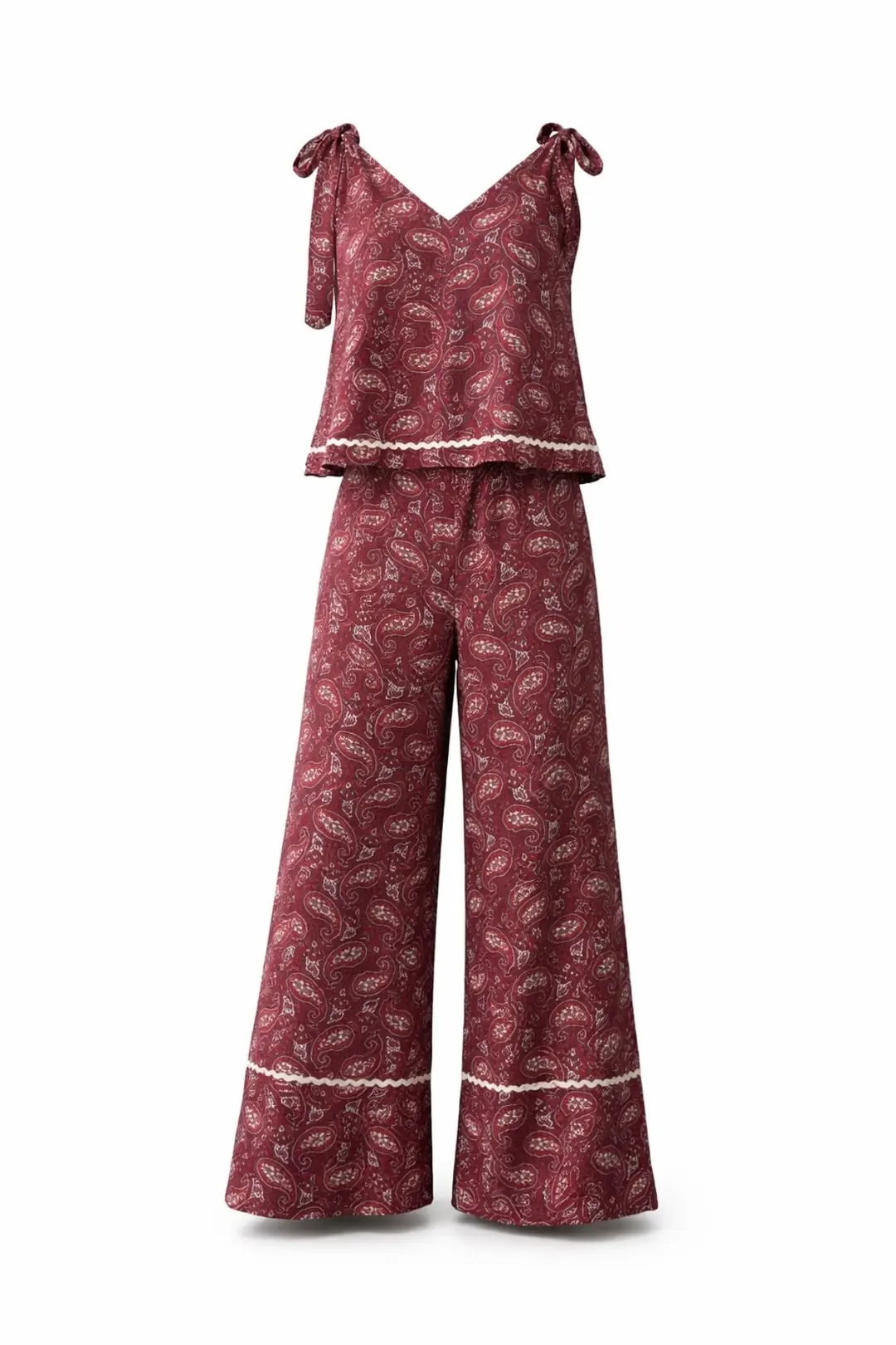 Şal Desenli Bluz Pantolon Takım