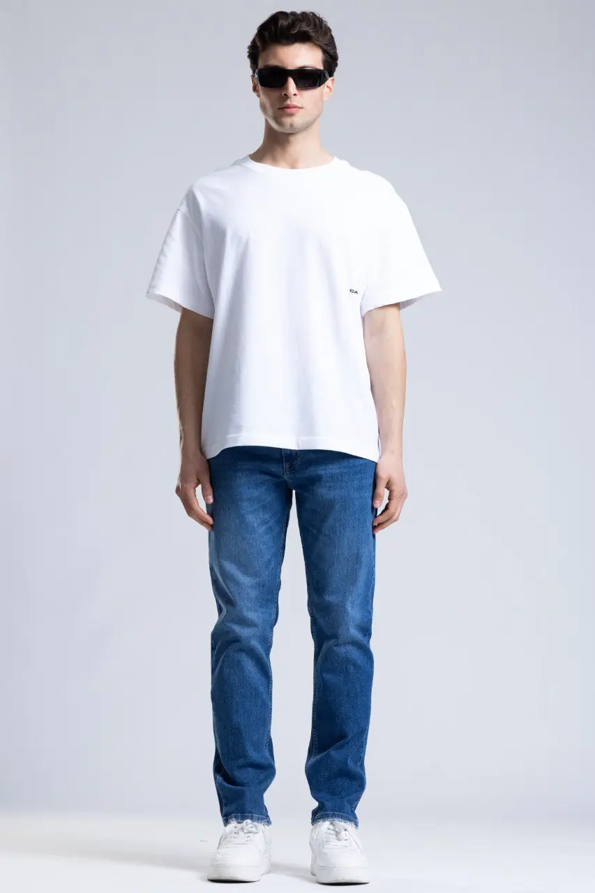 Straight Denim Jean Pantolon